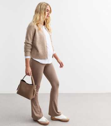 Maternity Brown High Waist Flared Leggings