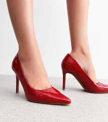 Red Stiletto Heel Pointed Toe Court Shoes