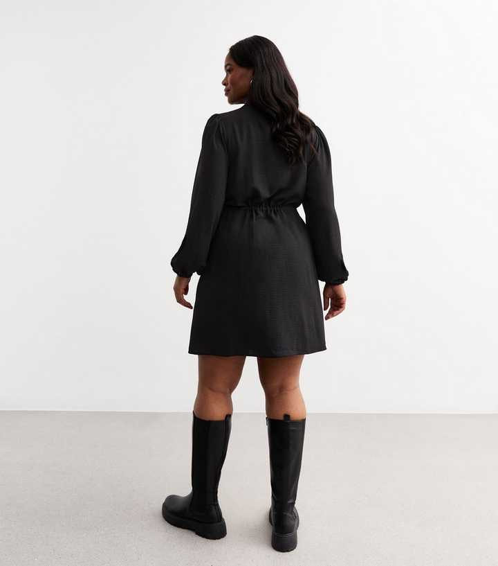 Curves Black Drawstring Waist Mini Dress | New Look Curves Black Drawstring Waist Mini Dress | New Look