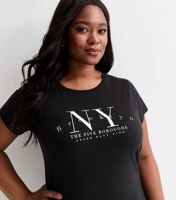 Curves Black Brooklyn Slogan T-Shirt