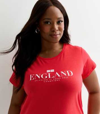 Curves Red Cotton Euros England Flag Slogan T-Shirt