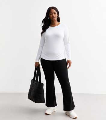 Curves Black Jersey Flared Trousers