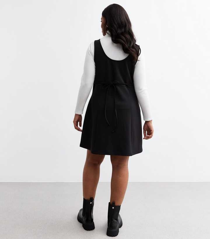 Curves Black Pinafore Mini Dress | New Look Curves Black Pinafore Mini Dress | New Look