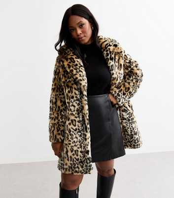 Curves Leopard Print Faux Fur Coat