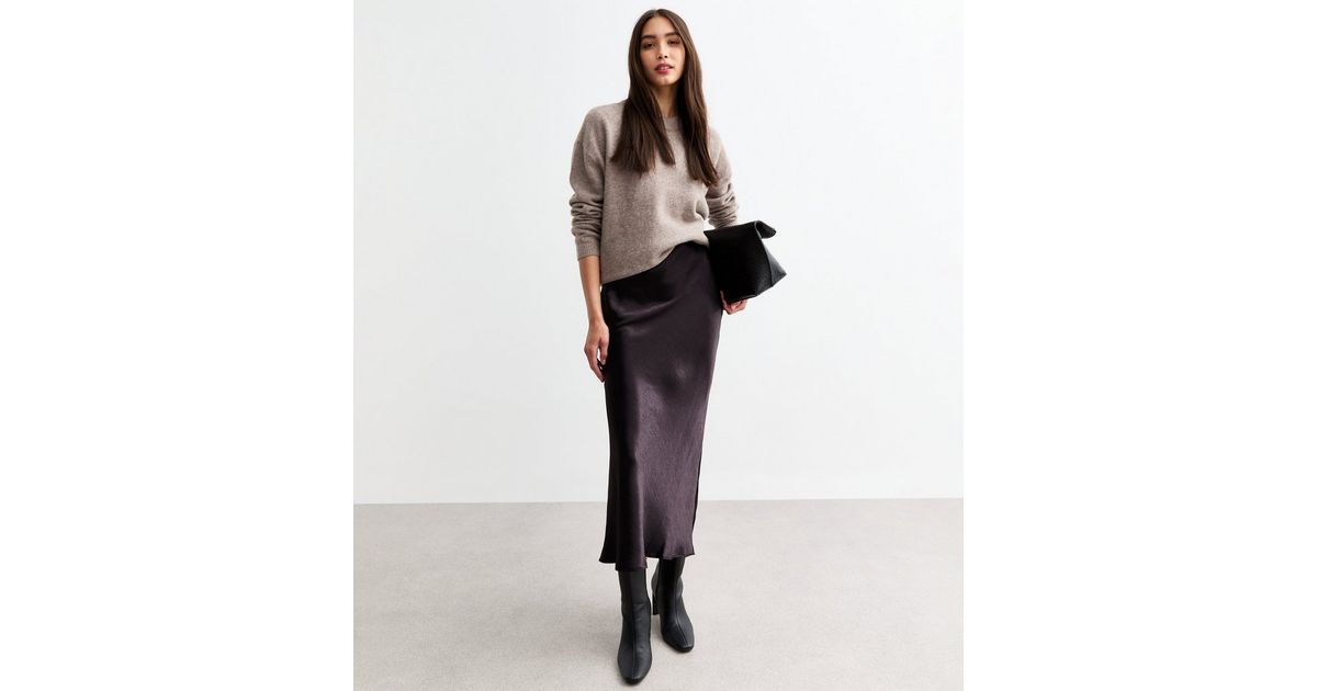 Pink and purple tie-dye satin midi skirt main image 1