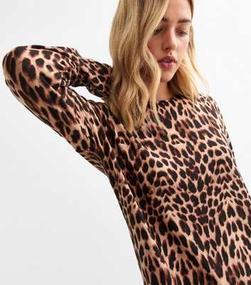 Brown Leopard Print Long Sleeve Top