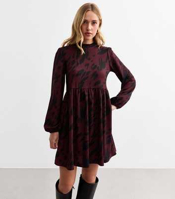 Burgundy Woven Printed Mini Dress