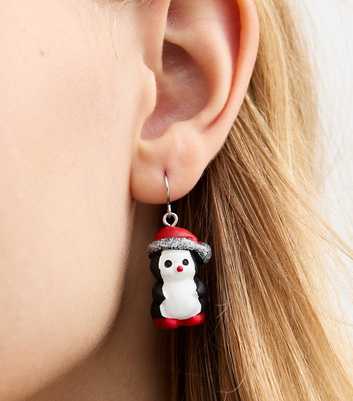 Black Christmas Penguin Hook Earrings