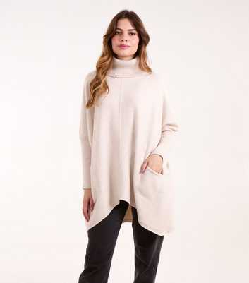 Blue Vanilla Stone Roll Neck Melange Knit Jumper