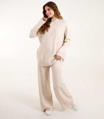 Blue Vanilla Stone Star Knit Jumper and Wide Leg Trousers Set