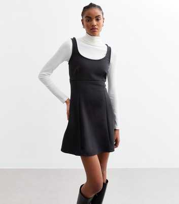 Tall Black Crepe Pinafore Dress