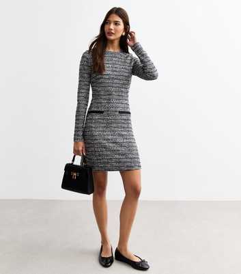 Black Long Sleeve Bouclé Dress