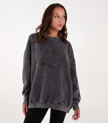 Blue Vanilla Grey Rock and Roll Oversized Sweatshirt