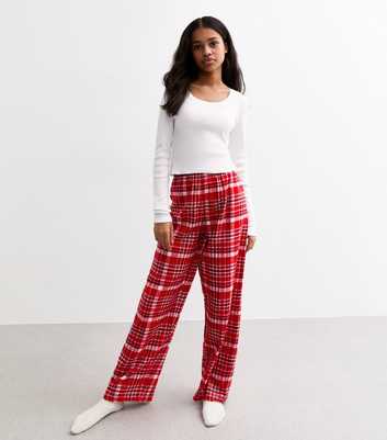 Girls Red Plaid Flannel Long Pyjama Set