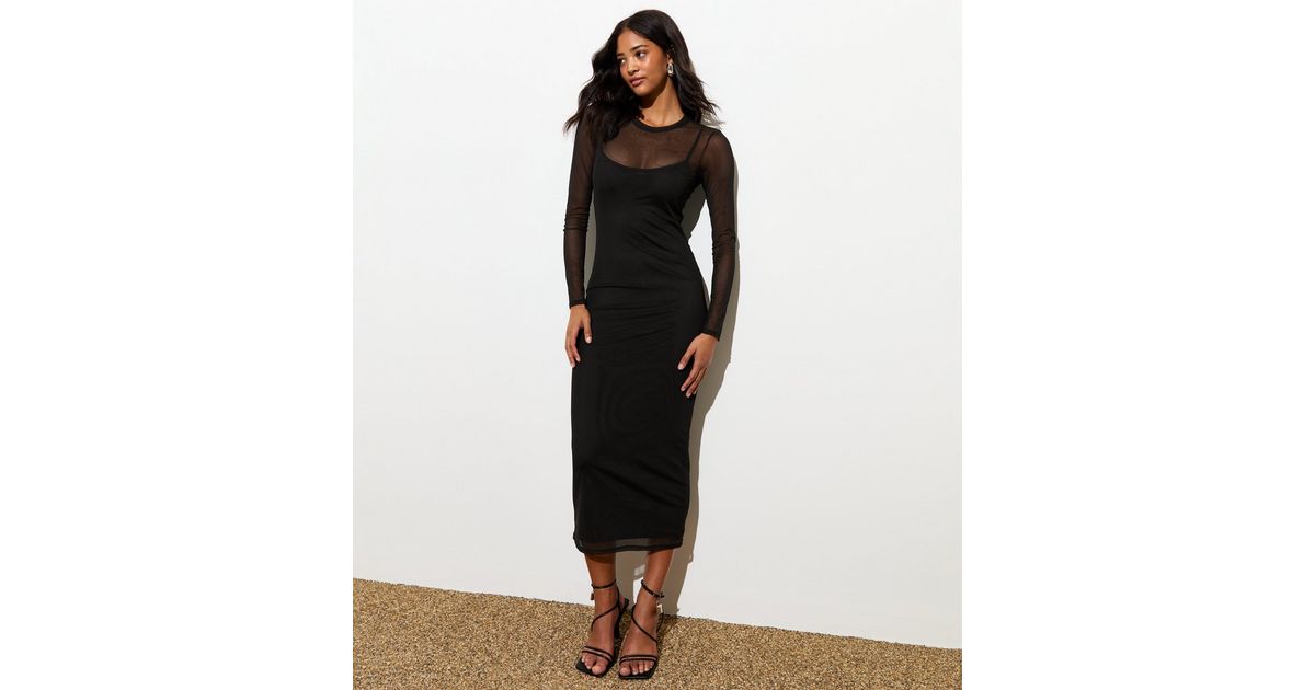 new look mesh dress NEW LOOK MIDI MESH DRESS WITH CUT OUTS