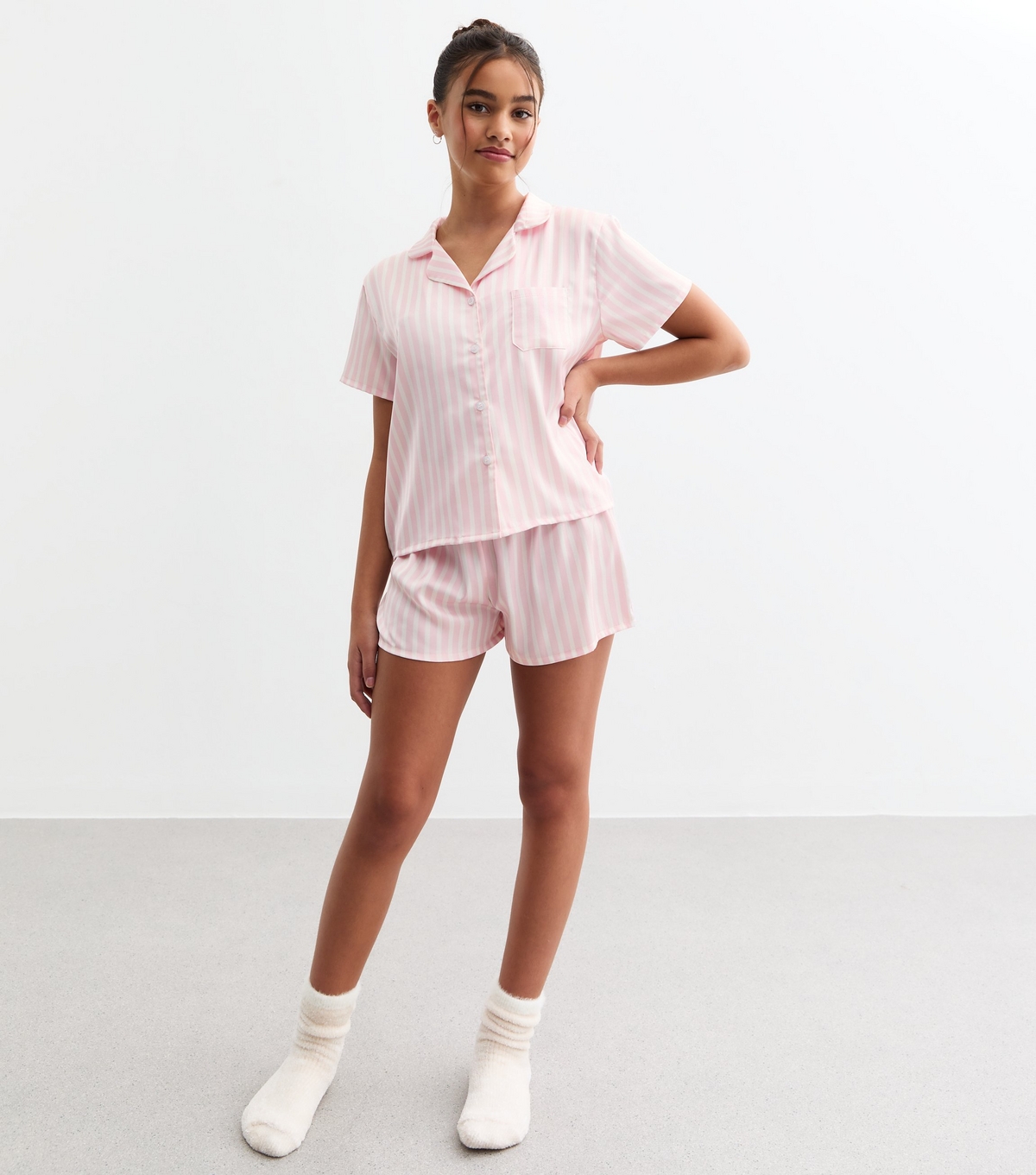 Girls' Pink Striped Satin Pyjamas New Look