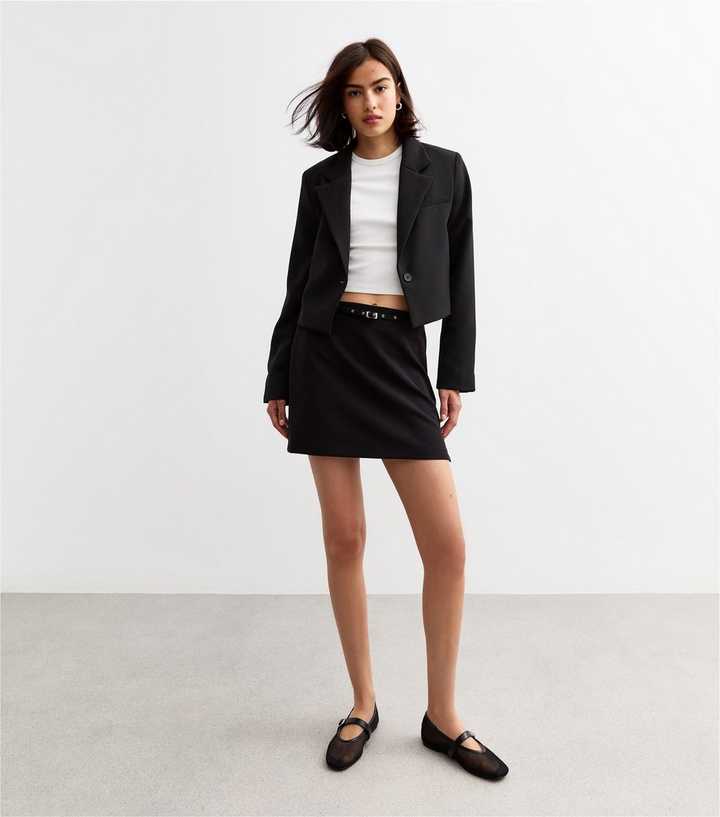 Black Belted Mini Skirt