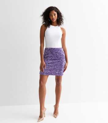 Sunshine Soul Purple Sequinned Mini Skirt 