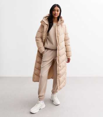 Cameo Rose Stone Hooded Longline Puffer Coat