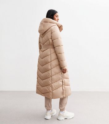 Cameo Rose Stone Hooded Longline Puffer Coat