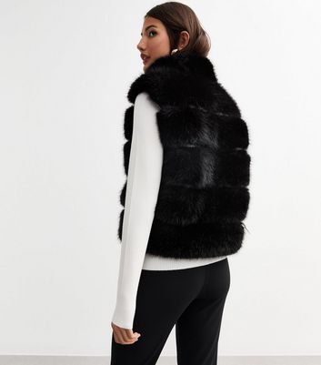 New look black faux fur gilet hotsell