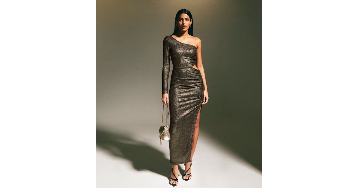Gold Cutout Metallic Jersey Maxi Dress New Look