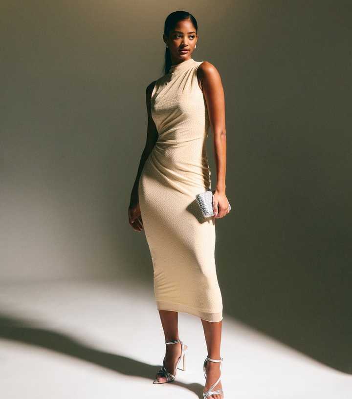 white christmas dresses Long Sleeve Midi Dress -Cream – Reina Valentina main image 1