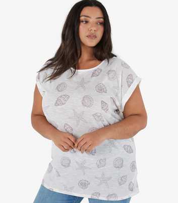 Apricot Curves Off White Shell Print T-Shirt