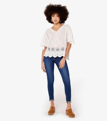 Apricot White Embroidered Top New Look