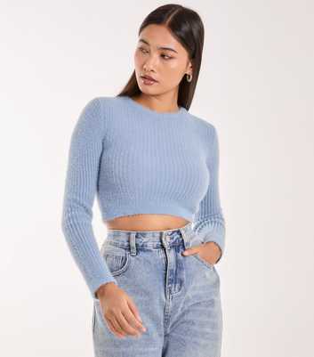 Pink Vanilla Blue Fluffy Cropped Jumper