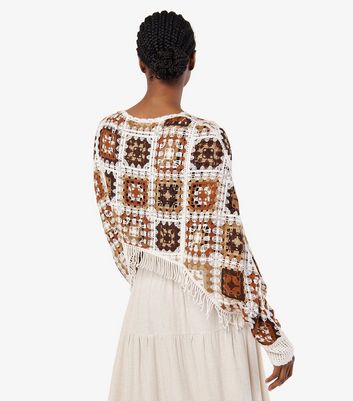 Apricot Poncho Jumper With Sleeves Uk Apricot Stone Crochet Fringe
