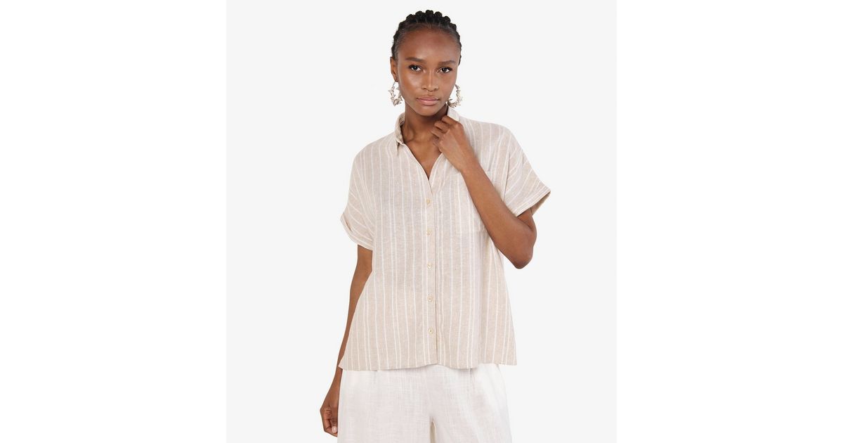 Vintage Apricot Embroidered Linen Long Shirt Summer main image 0