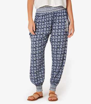 Apricot Navy Abstract Print Cuffed Joggers