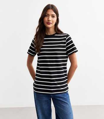 Black Striped Cotton T-Shirt 