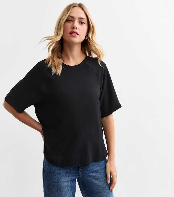 Black Raglan Sleeve Woven Top | New Look