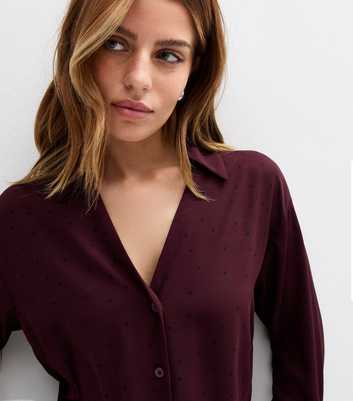 Petite Burgundy Spotted Shirt