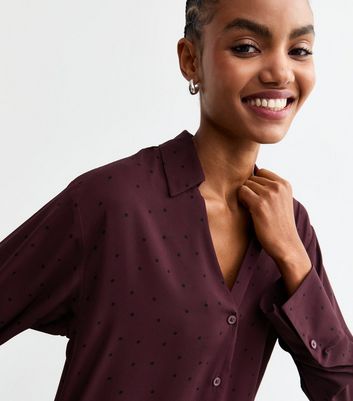 Maroon polka dot top online