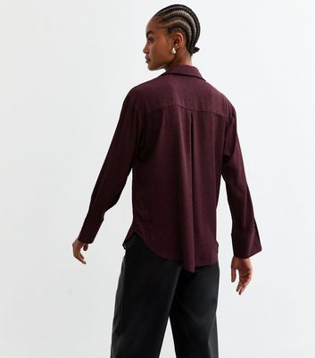 Tall Burgundy Polka Dot Shirt New Look