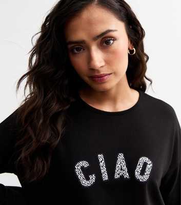 Tall Black Ciao Slogan Top