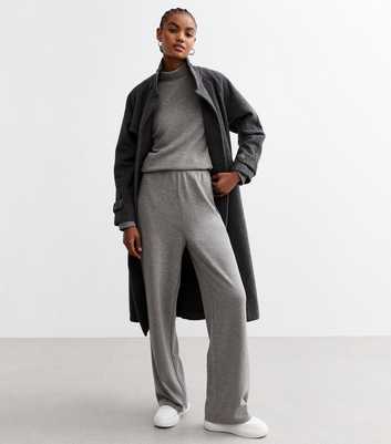 Tall Grey Soft Touch Wide Leg Trousers