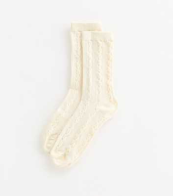 Cream Cable Knit Socks