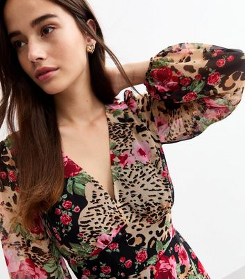 Floral and animal print dress hotsell