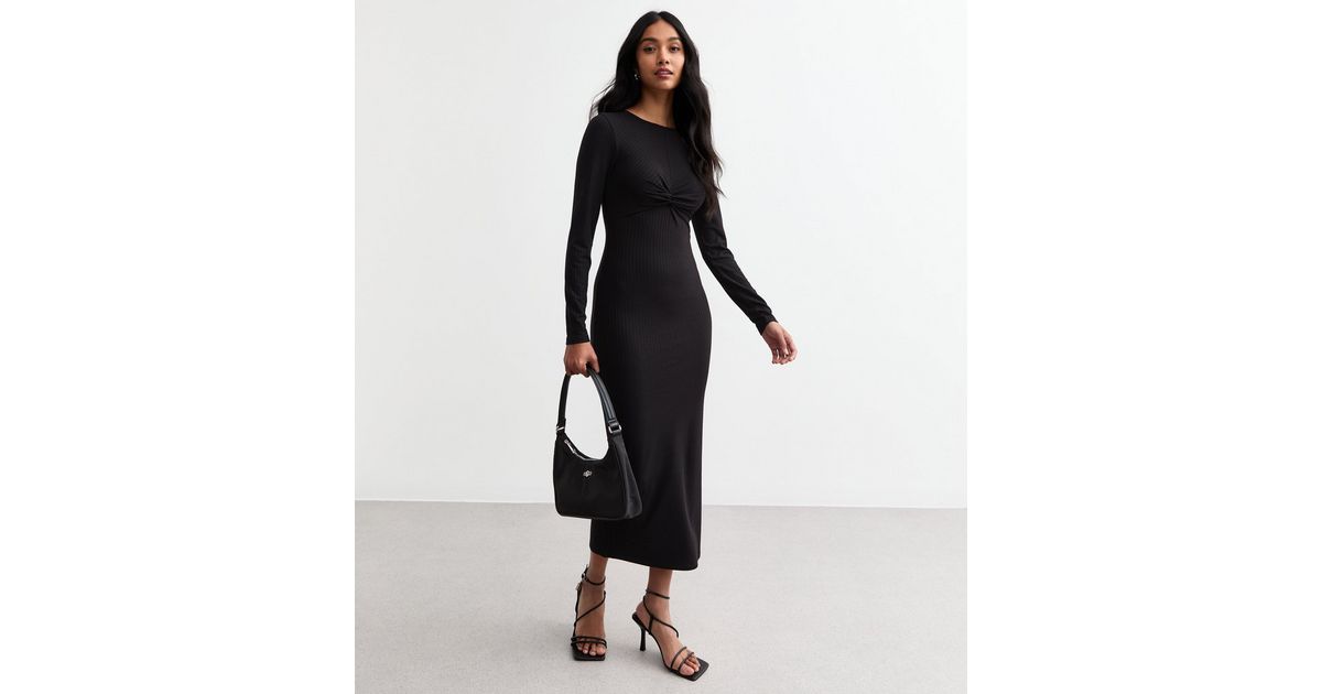 Long sleeve rib midi dress
