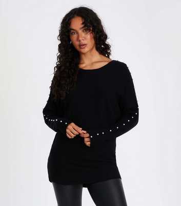 QUIZ Black Ribbed Knit Batwing Jumper