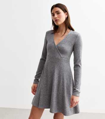 Grey Wrap Style Jersey Mini Dress