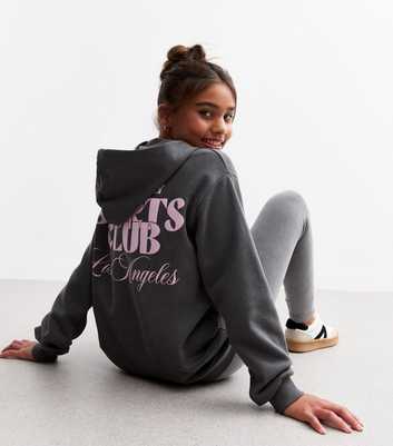 Girls Grey Sports Club Hoodie