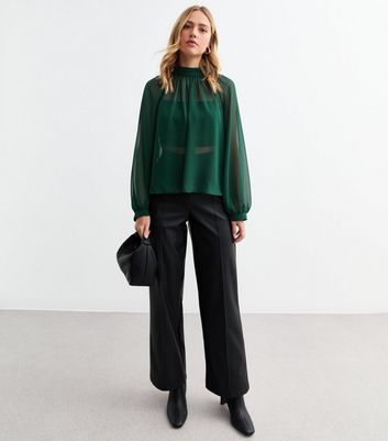 high neck chiffon blouse