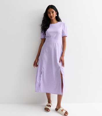 Cutie London Lilac Polka-Dot Midi Dress