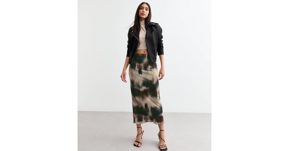 Luxury Women’s Multicolor Floral Print Mesh Midi Skirt with High Waist Elastic Band Soft Sheer Overlay and Elegant A Line Flow for Party Casual & Occasion Wear
