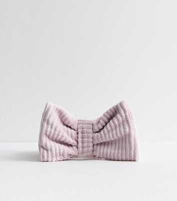 Pink Ribbed Bow Beauty Headband 